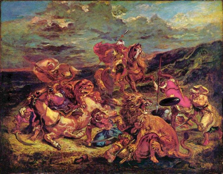 Eugene Delacroix Lion Hunt Sweden oil painting art
